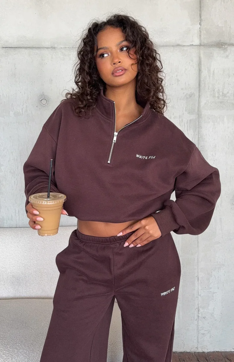 Test Drive Boxy Quarter Zip Sweater Chocolate - Image 2