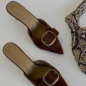 Gino Mules Chocolate Faux Suede